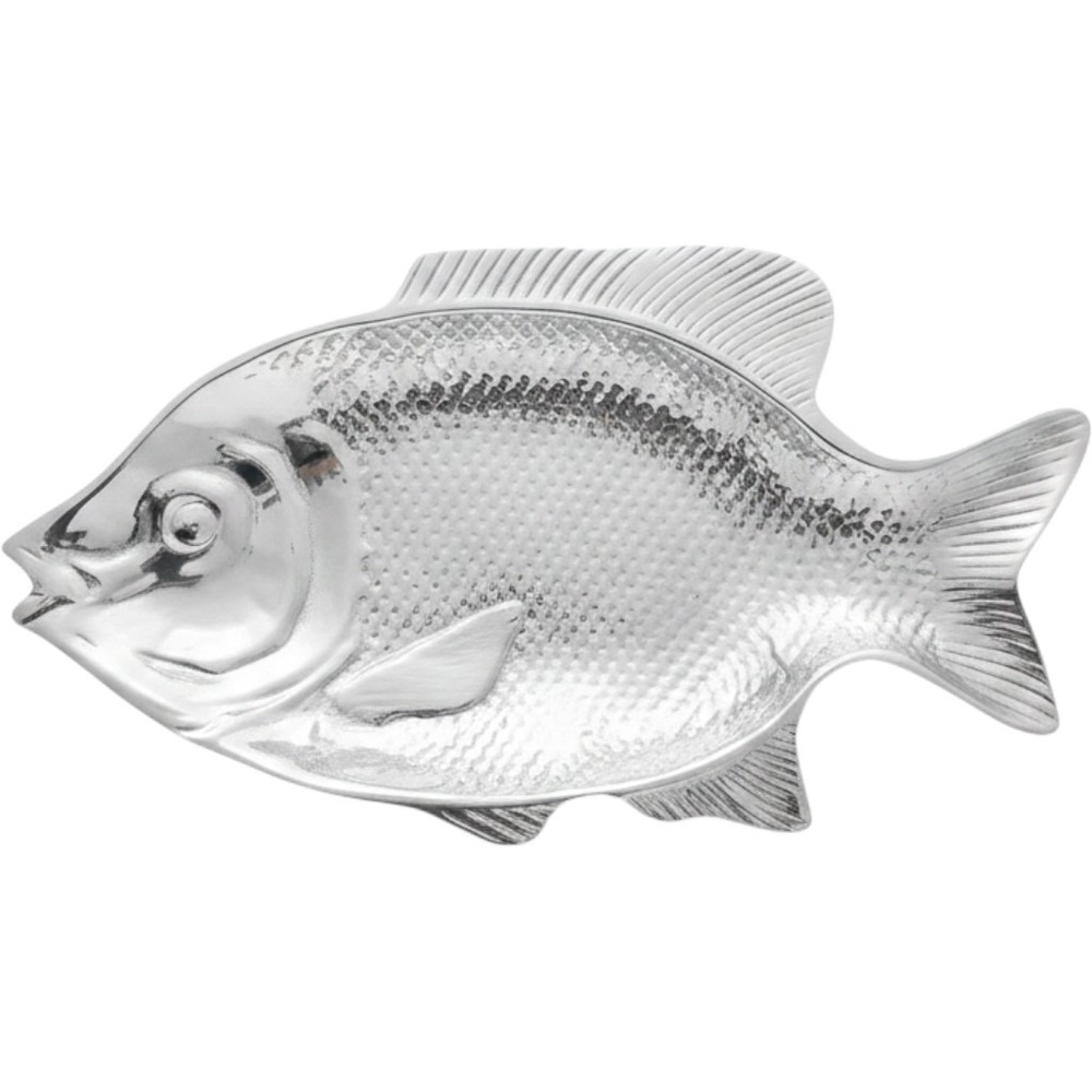 Silver Cast Aluminum Fish Platter  Serving Tray 12" Coastal Decor Beach